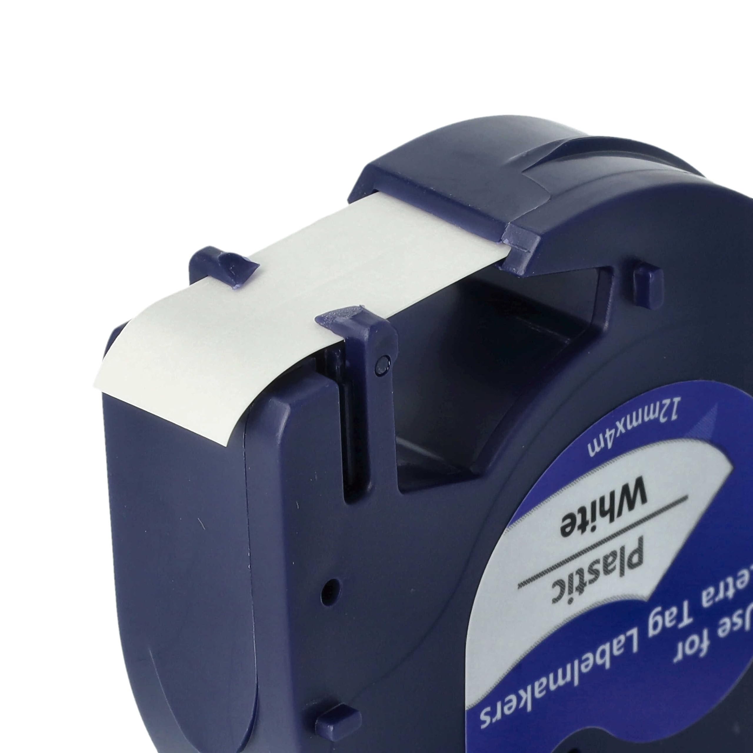 vhbw 50x Cassetta nastro in plastica sostituisce Dymo S0721610, 91201 per etichettatrice 4m x 12 mm nero su bianco