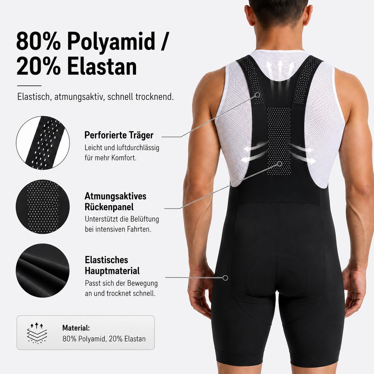 Przewalski Radlerhose Herren 4D Gepolstert, Fahrradhose Herren für Straße und Bergfahrten