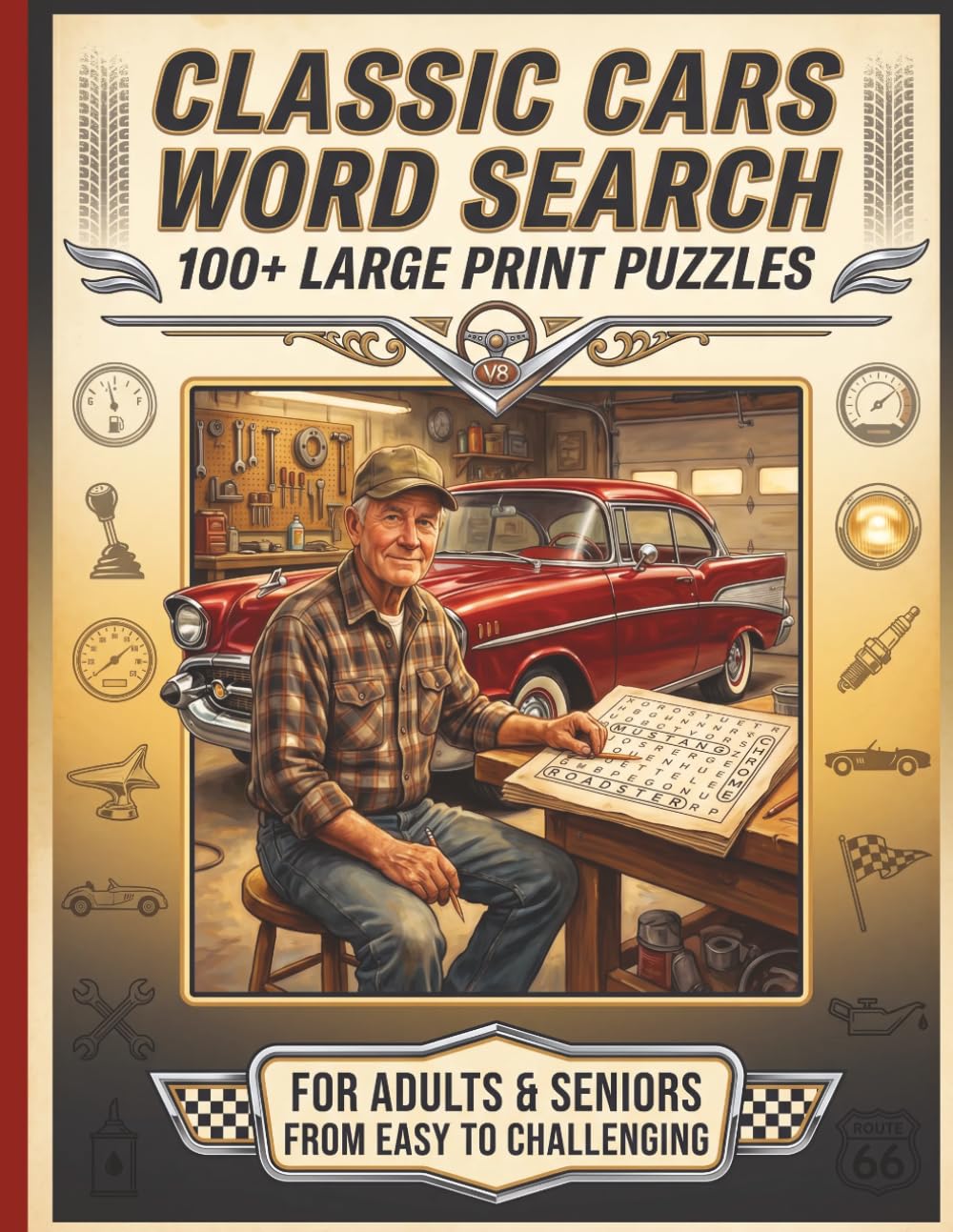 Classic Cars Word Search: 100+ Large Print Puzzles | For Adults & Seniors | From Easy to Challenging | Muscle Cars, Hot Rods & Vintage Legends | ... Series to Discover, Learn, Relax & have FUN)