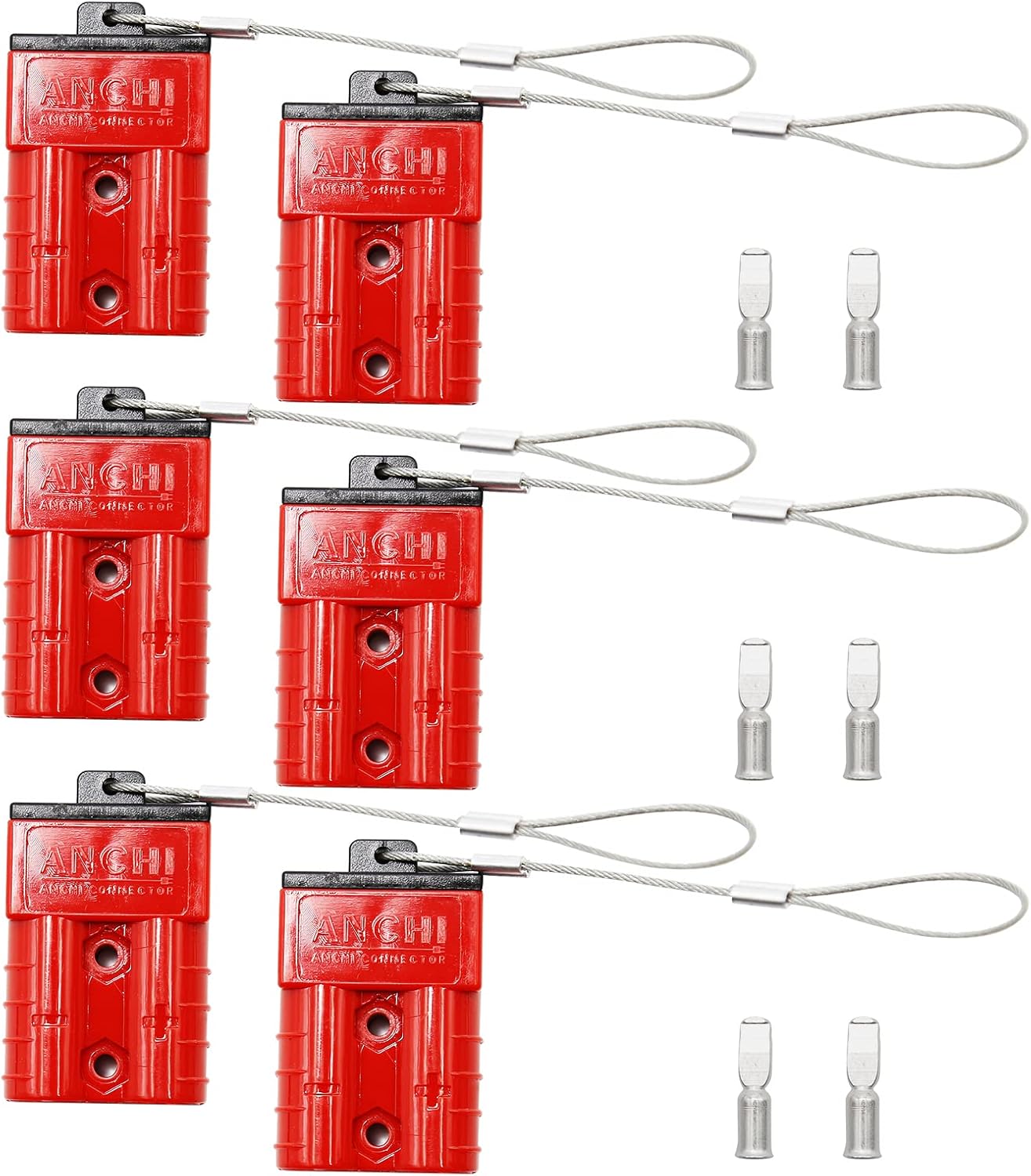 Anxingo 6 PCS 6-10 Gauge 50A 12-36V Battery Cable Quick Connect/Disconnect Wire Harness Plug Connector for Recovery Winch Trailer Motor