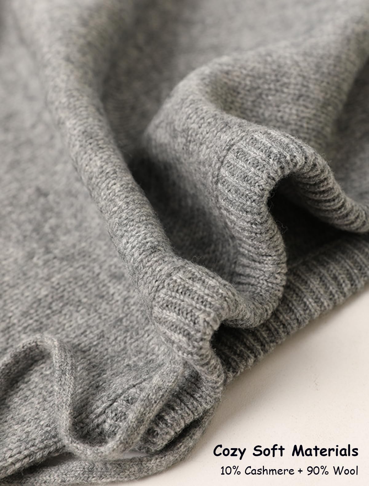 Unisexe Cagoule Bonnet Echarpe à Capuche, 10% Cachemire & 90% Laine, Hiver Doux Tricoté Chapeau Tube Écharpe 2 en 1 pour Femme Homme, Mode Chaud Foulard Loop à Capuche en Tricot, Cadeau Grey F