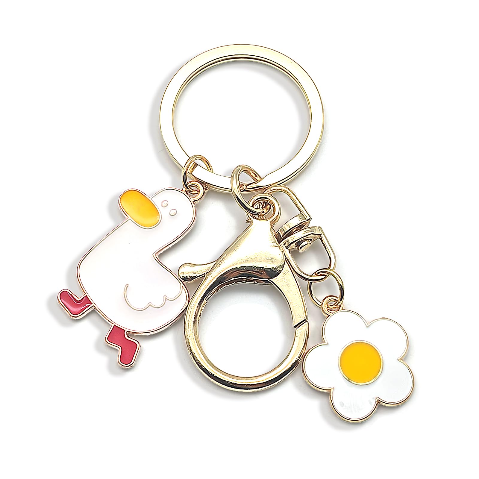 Zynara Schlüsselanhänger Ente, Schlüsselanhänger Mädchen mit Blume, Anhänger Frauen für Tasche, Rucksack, Glücksbringer Geschenk zum Geburtstag, Schulanfang, Weihnachten