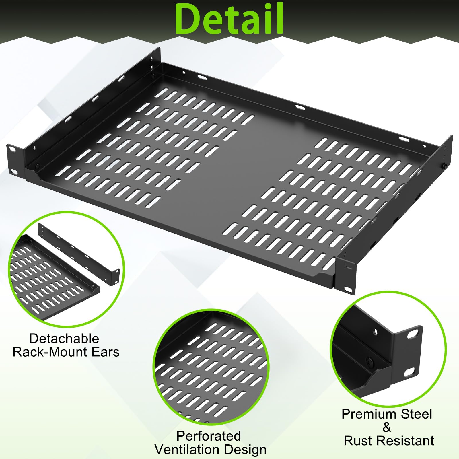 ForoGore Lot de 2 étagères universelles ventilées pour rack de serveur 1U
