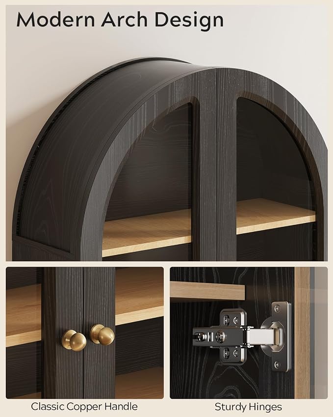 Gabinete de Pared Arqueado para Baño Grande Negro y Roble miniatura 4