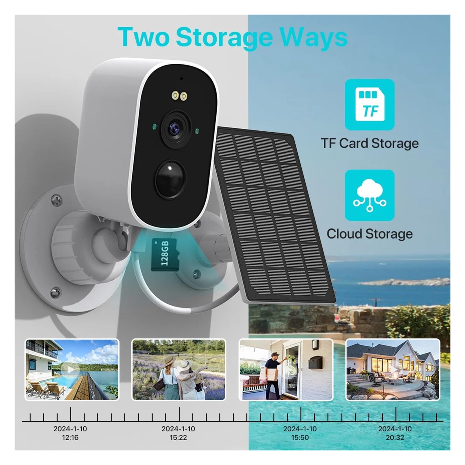 Caméra de Batterie extérieure WiFi Solaire 4MP