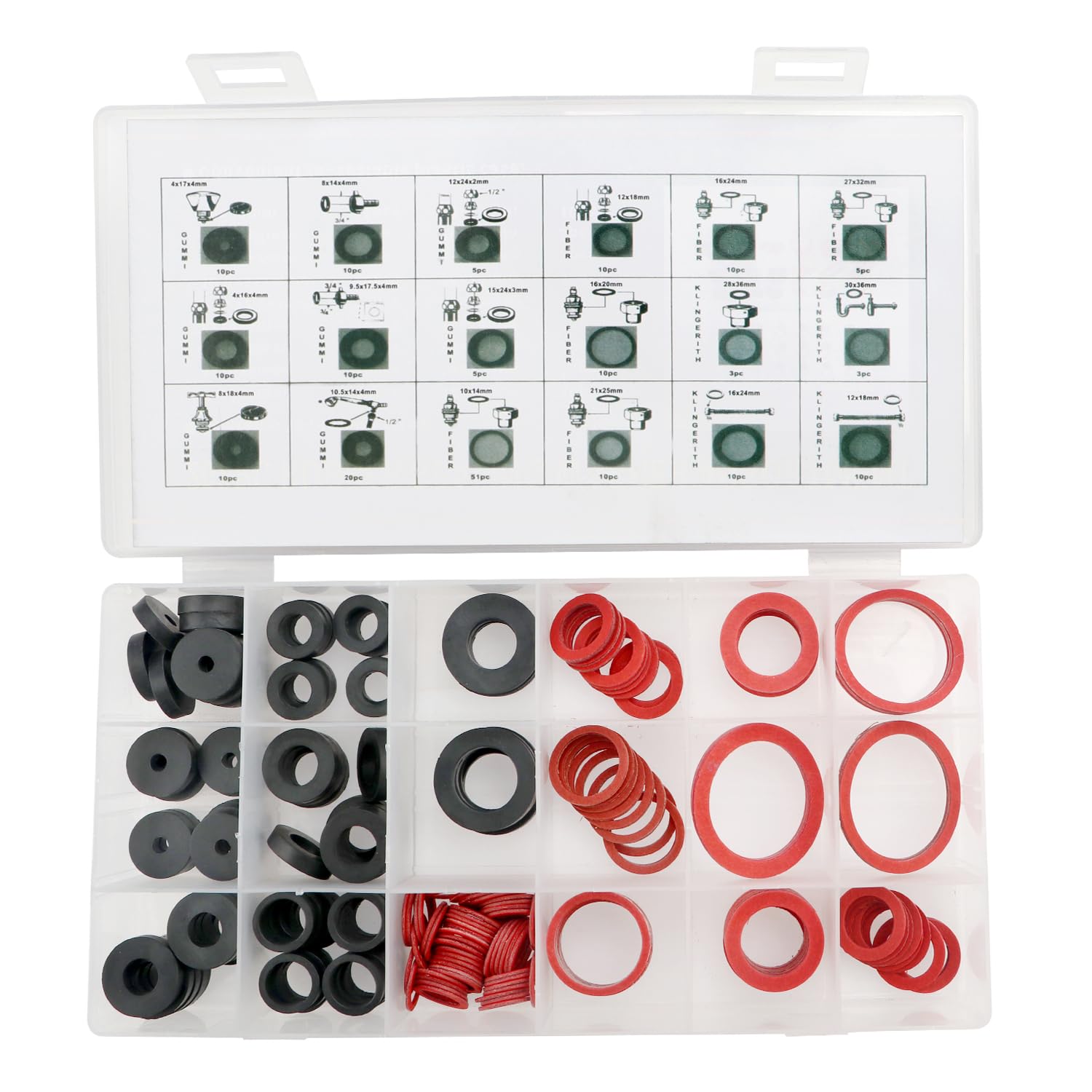 220 Pezzi Kit Guarnizioni O-Ring In Gomma E Fibra - Set Completo Per Riparazioni Idrauliche E Domestiche - Foto 4