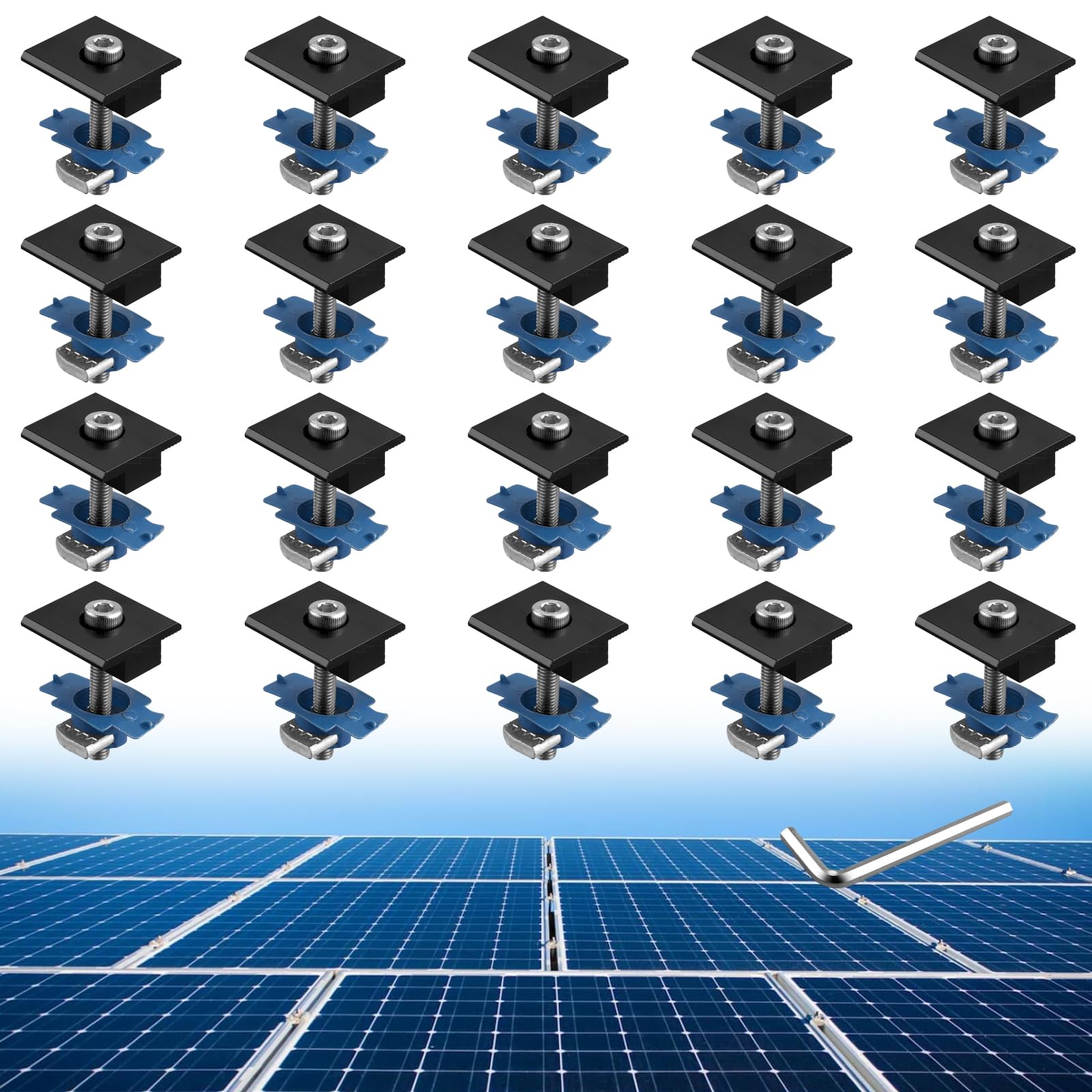 Photo 1 of Anbte 20pcs Solar Panel Mid Clamps 30mm/35mm Black