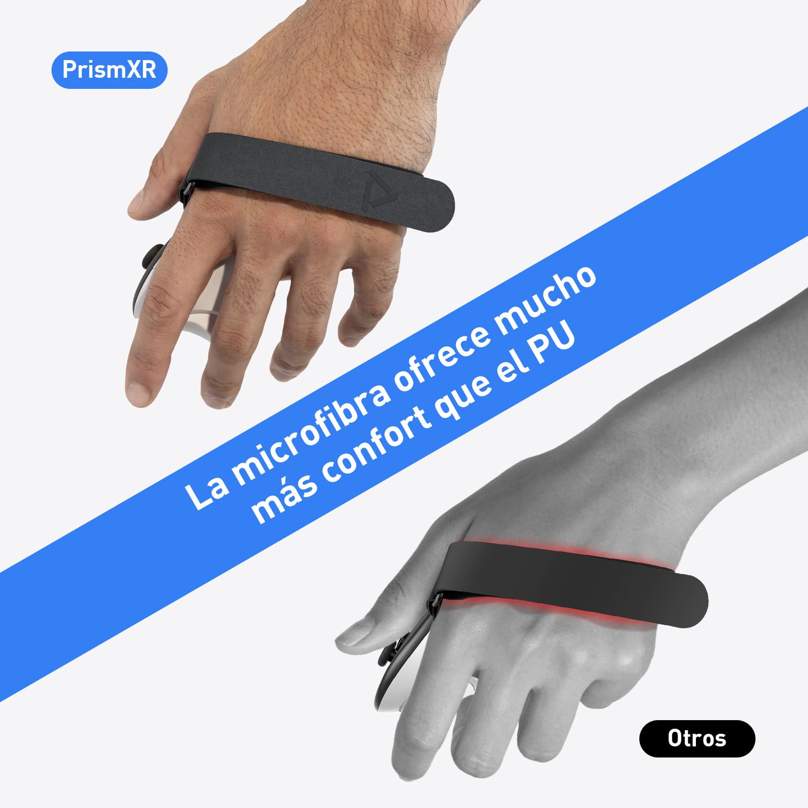 PRISMXR Funda de Agarre Controlador compatibles con Meta Quest 3/3S, correa de mano suave ajustable que se adapta a diferentes tamaños de mano