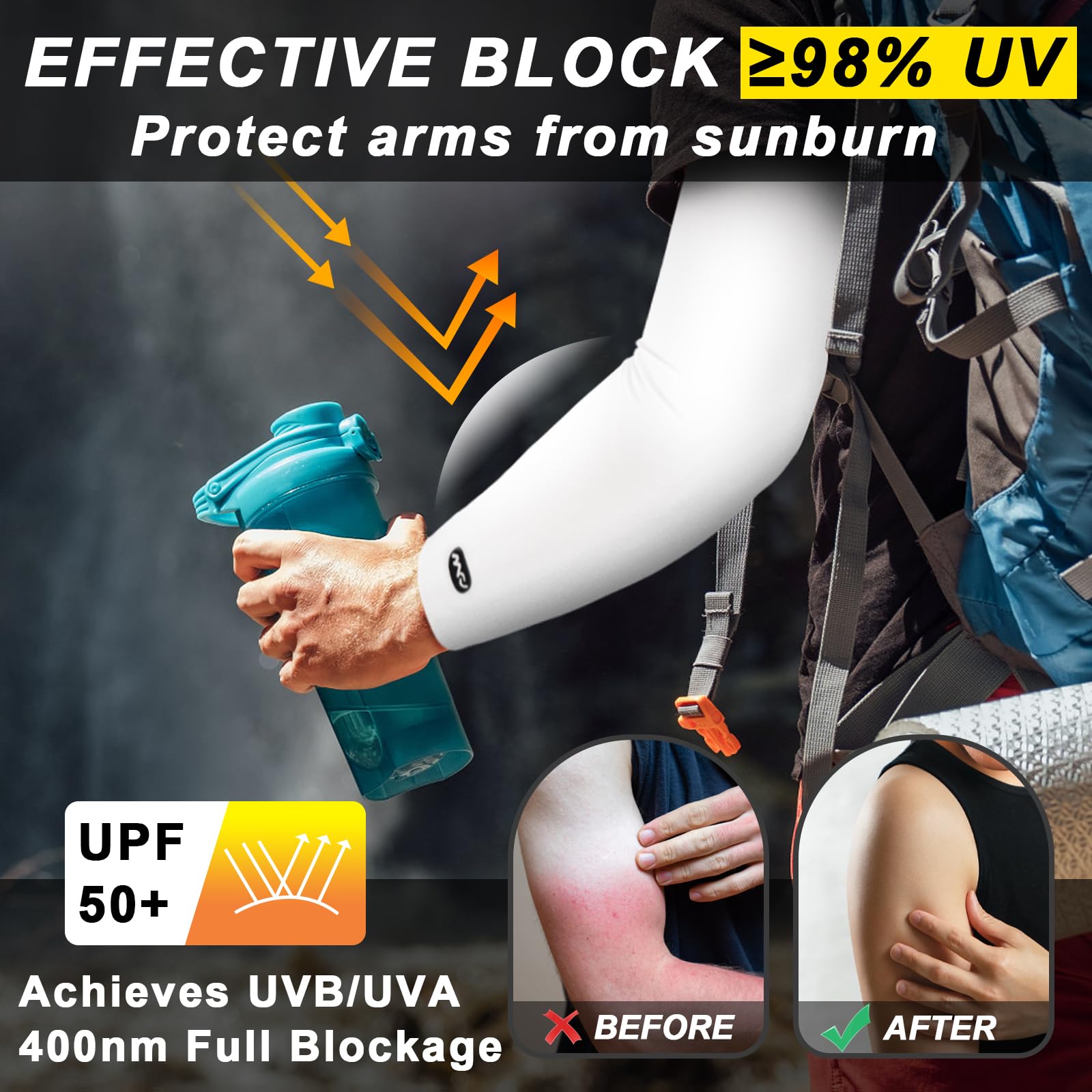 Mangas de protección solar UV UPF 50+ para hombres y mujeres, mangas de sol refrescantes