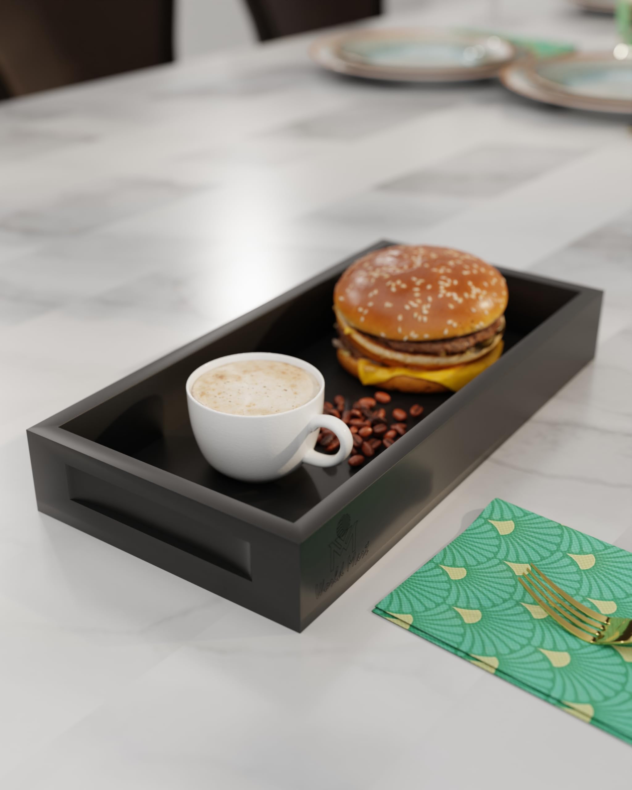 Black Wooden Serving Trays - Set of 2 -9