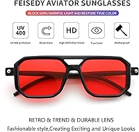 Vista 10 de Feisedy - B2622 - Lentes de sol estilo aviador, cuadrados, clásicos de los años 70, unisex, con montura clásica retro y elegante, UV400 Marco