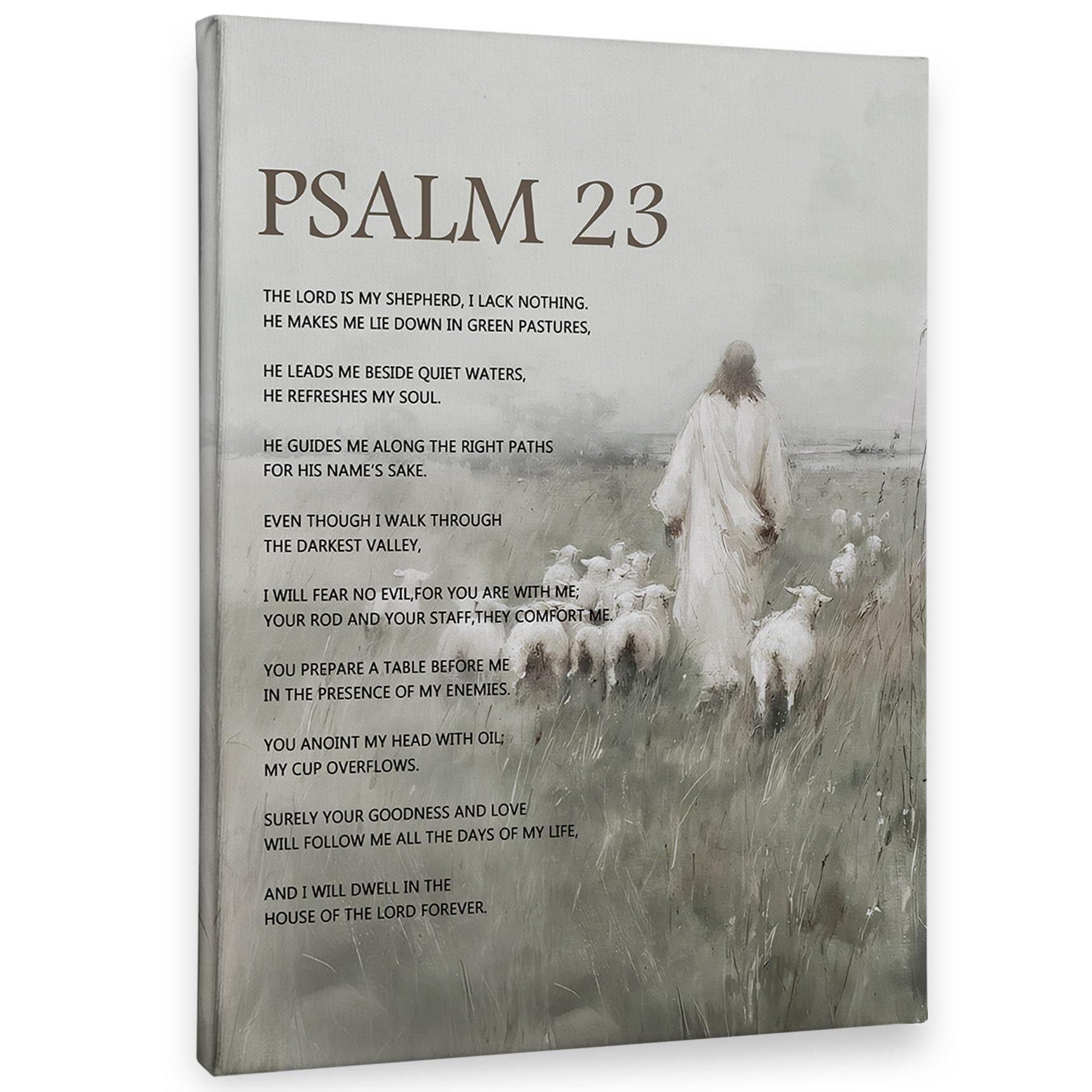 EKFBQBGW Inspirational Bible Verse Canvas The Lord Is My Shepherd Wall-Art Decor Christian Gift for Home Church Decor Unframed,12x18inch(30x45cm)