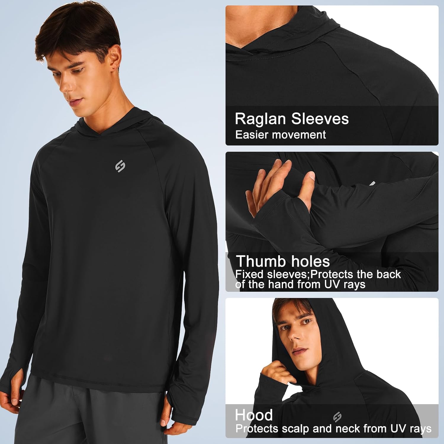 HODOSPORTS Mens UPF 50+ Sun Protection Hoodie Shirts Lightweight Rash Guard Long Sleeve Swim Shirts UV SPF Quick Dry T-Shirts - Image 5