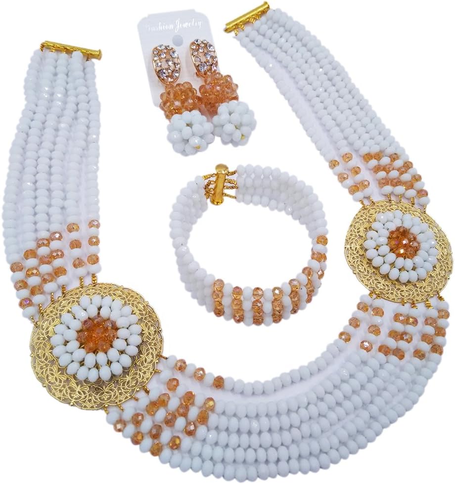 Nigerian Beads Jewelry Set African Necklaces for Women Crystal Bridal Wedding Jewelry Sets