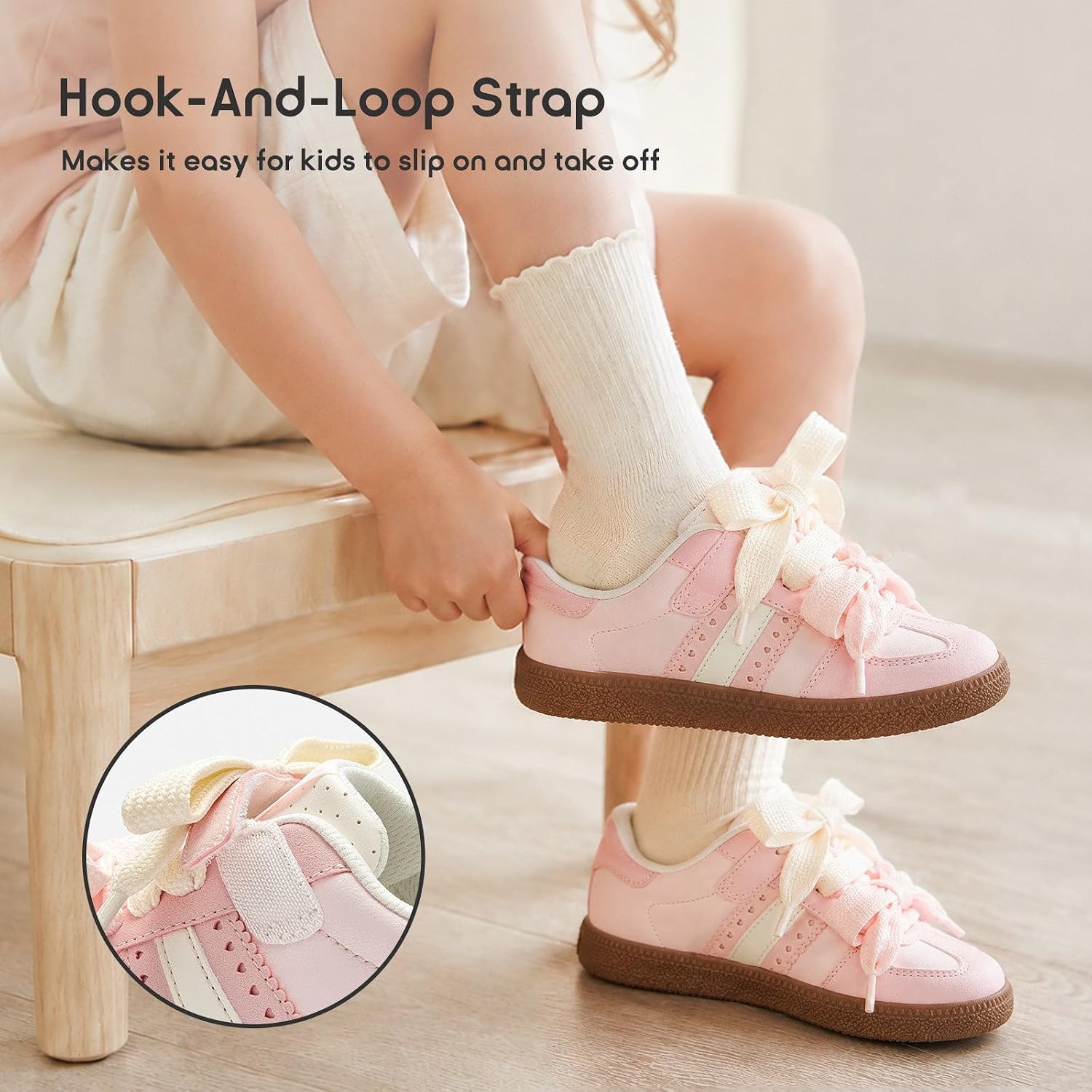 Balabala Girls Bow Sneakers Fashion Non-Slip Casual Shoes for Kids
