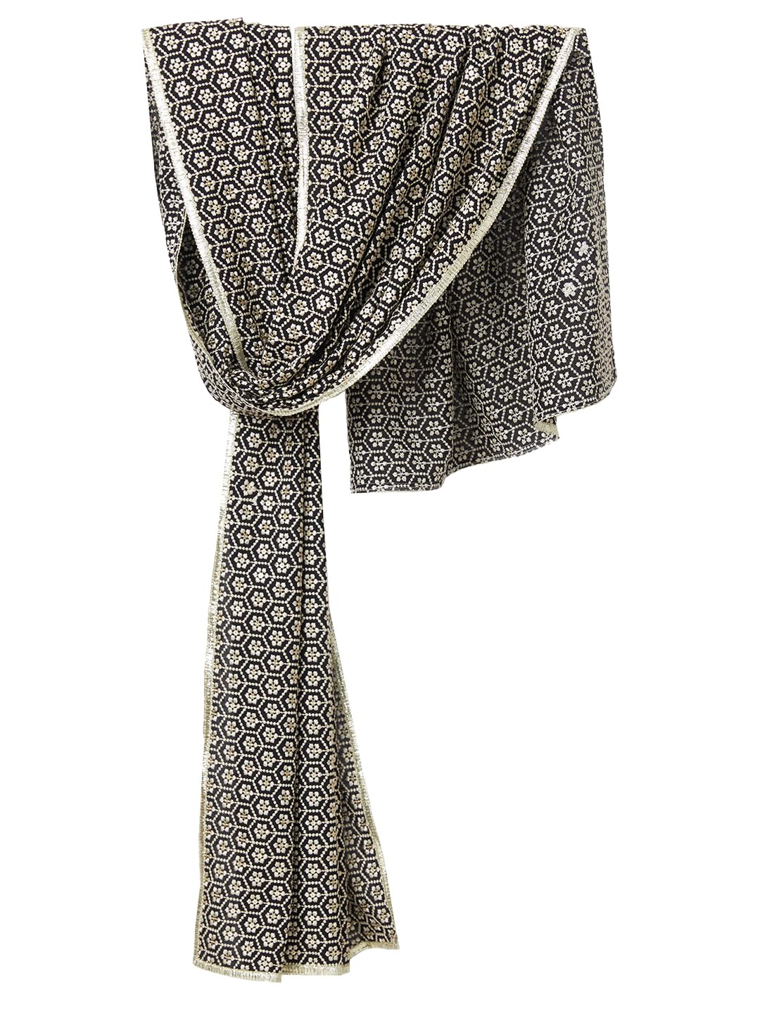 VASTRAMAY Men’s Embroidered Sequined Dupatta with Lace Detailing – Festive & Wedding Attire VASTRAMAY Men’s Embroidered Sequined Dupatta with Lace Detailing – Festive & Wedding Attire