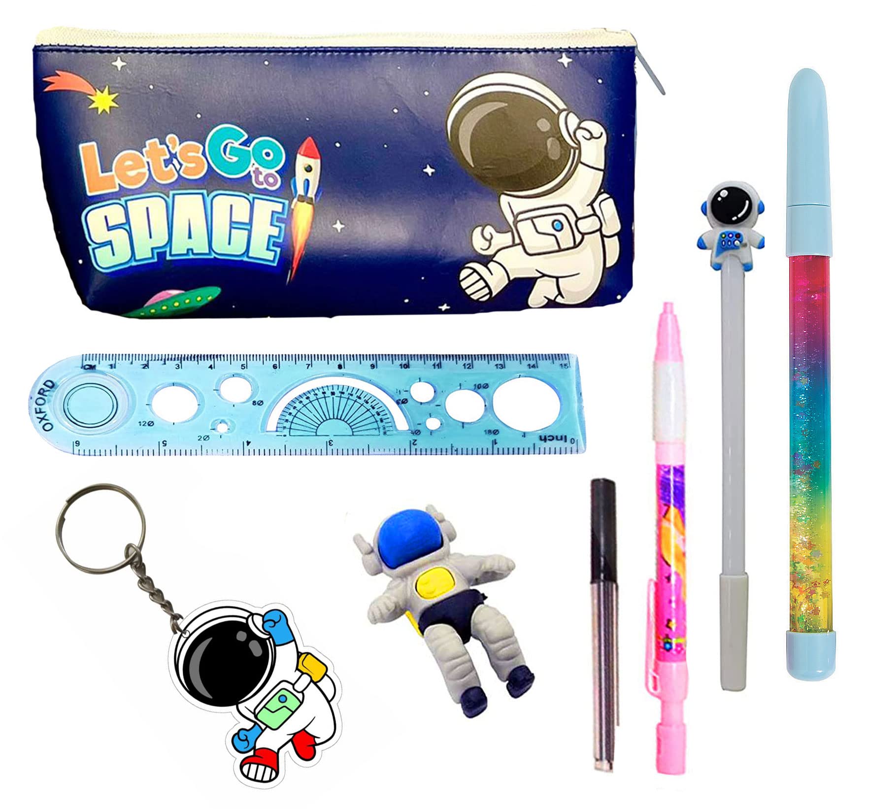 Neel® 8pcs Space Theme Return Gift Set for Boys Space Pencil Case Pencil Pouch with School Stationery Water Pen, Space Pen, Pencil with Lead, Eraser, Scale & Astronaut Key Chain Gift Set (Style 2) (B0BB7YKWQC) Amazon Price History, Amazon Price Tracker
