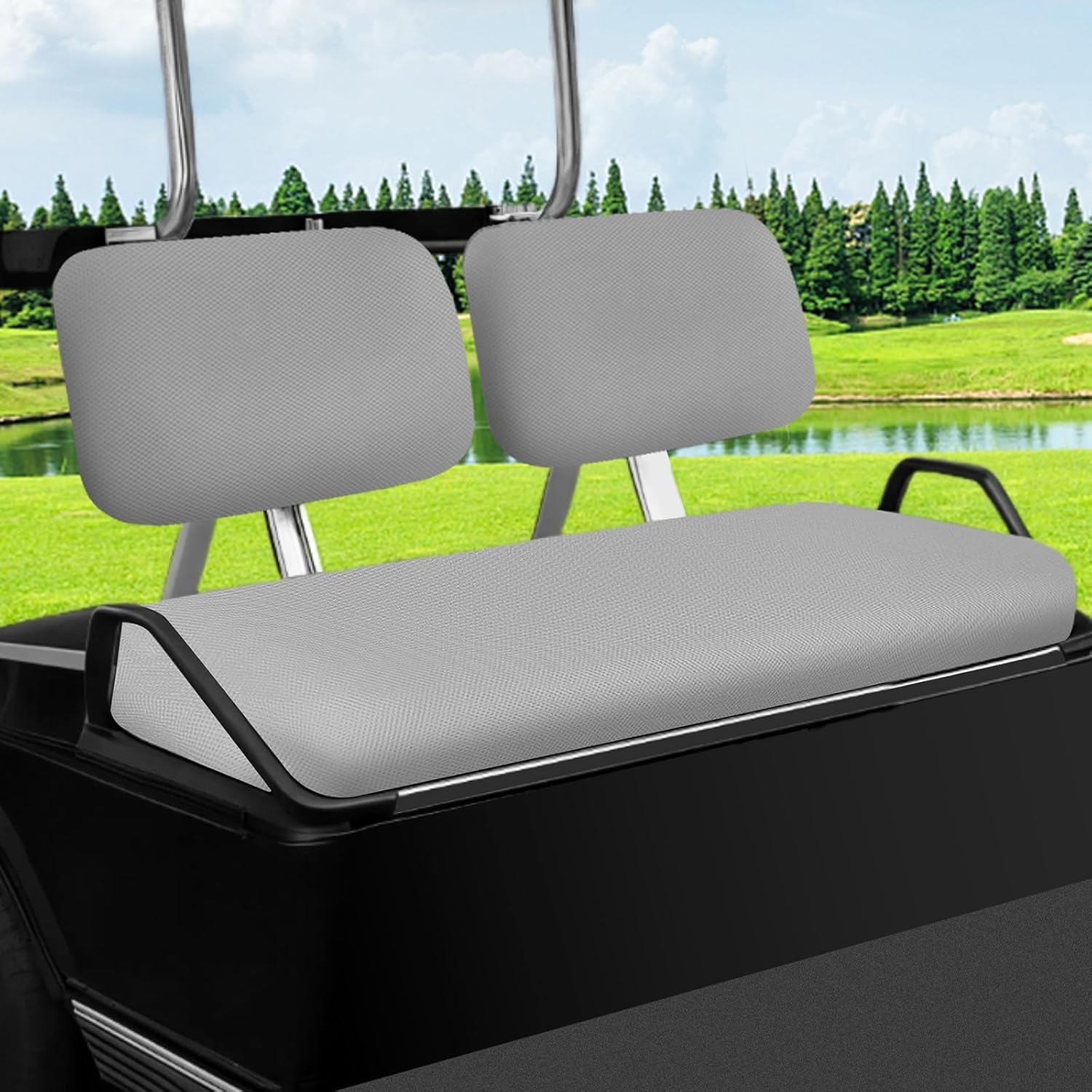 Golf Cart Seat Covers Set for Yamaha G22 G19 G16 G14 G11 G9 G8 G2, Club Car DS Pre-2000 OEM Ordinary Front Seats, Durable Breathable Seat Covers Washable Polyester Mesh Cloth Without Logo, Gray