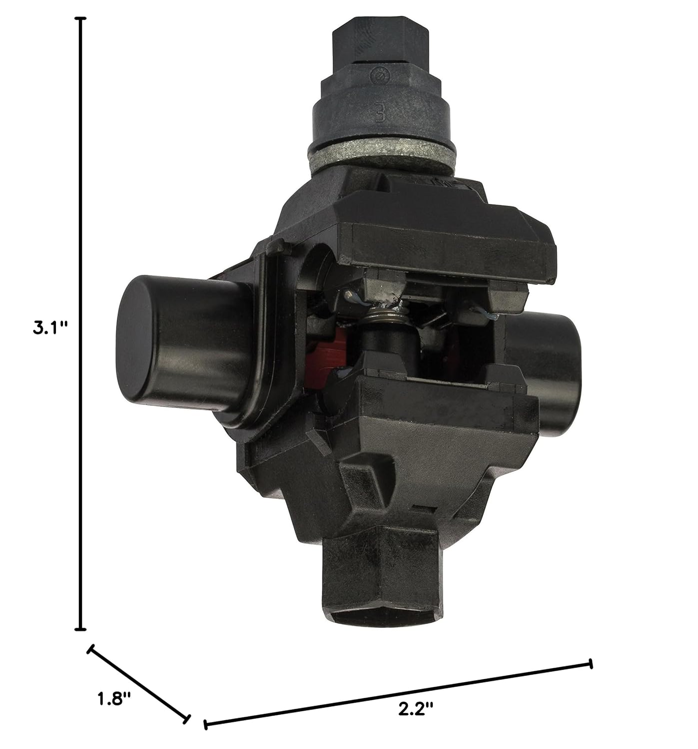 NSI IPCS4002 IPCS Series Easy-Tap Insulation Piercing Connector, 4/0-3 AWG Main and 2-10 AWG tag Conductor Range, 1.8" Width, 3.1" Height, 2.2" Length