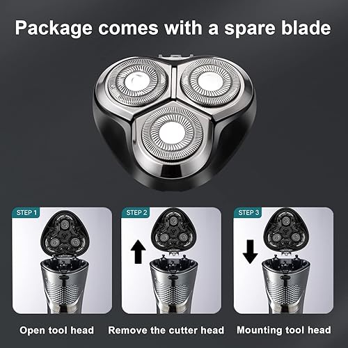 Miniatura 6 de Maquinilla de afeitar eléctrica para hombres con cabeza extra, afeitadora eléctrica impermeable, afeitadoras inalámbricas recargables, carga rápida