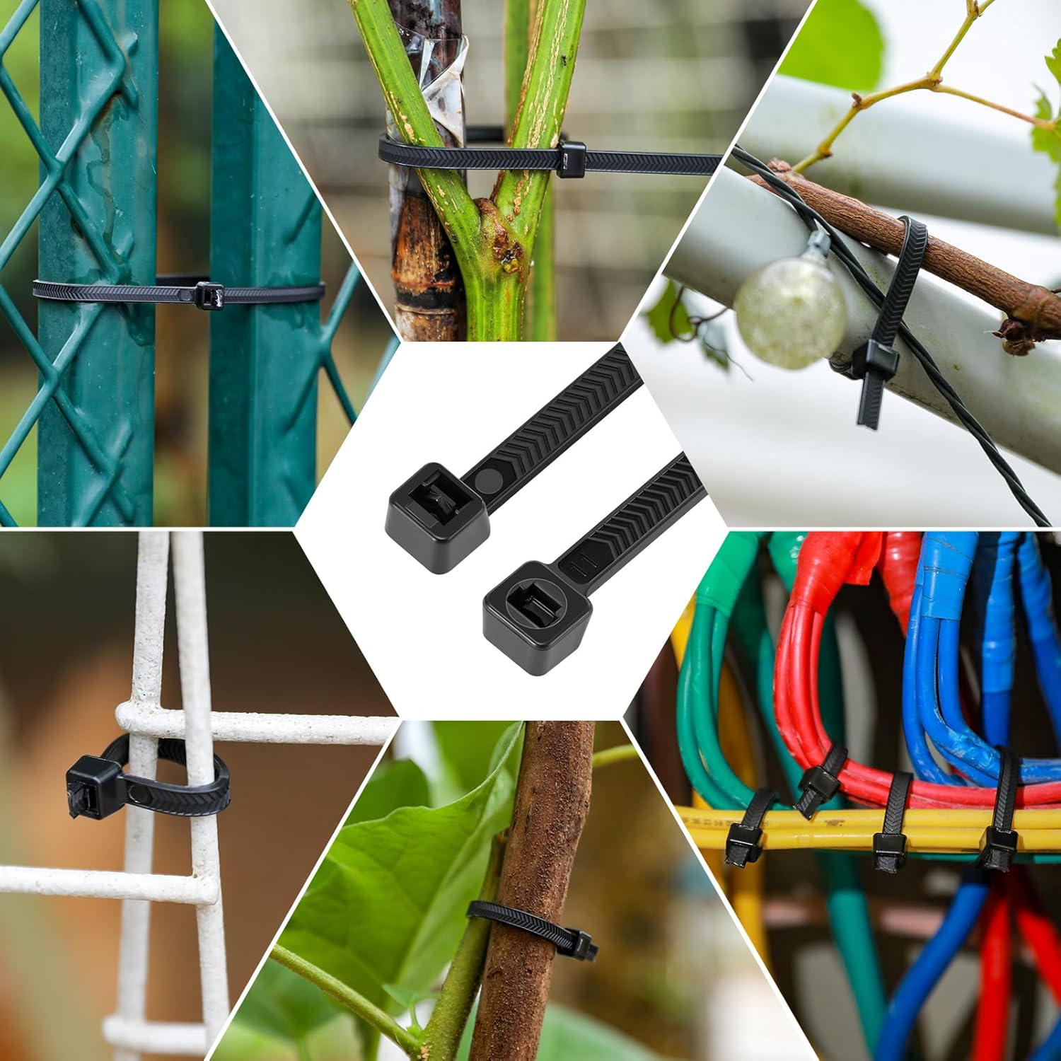 Zip Ties Heavy Duty 12 inch，V-Shaped Toothed Double Sided With 120 LBS Tensile Strength Cable Ties ，Extra Large Wire Ties Adjustable Nylon Tie Wraps for Indoor Outdoor Patented Design（100 Pack Black）