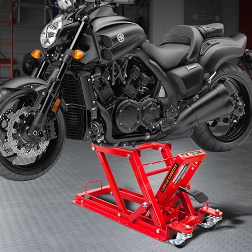 Miniatura 7 de BIG RED T64017-1 Torin Gato hidráulico de elevación para motocicleta con capacidad de carga de 1500 libras, mesa elevadora Powersports funciona con