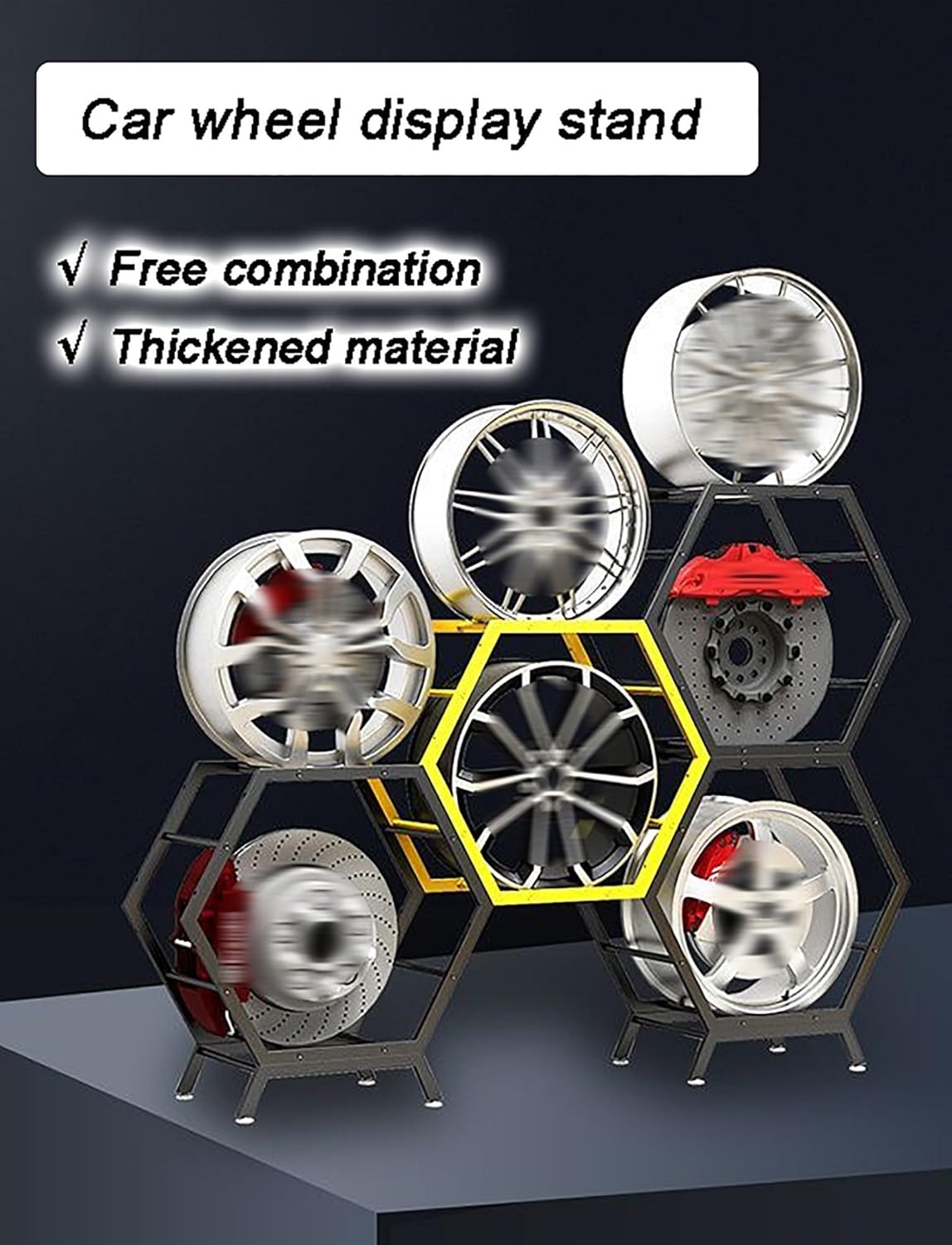 タイヤディスプレイラック リム タイヤラック ガレージ用 ホームトレードショー 自動車修理工場 フロアスタンディング