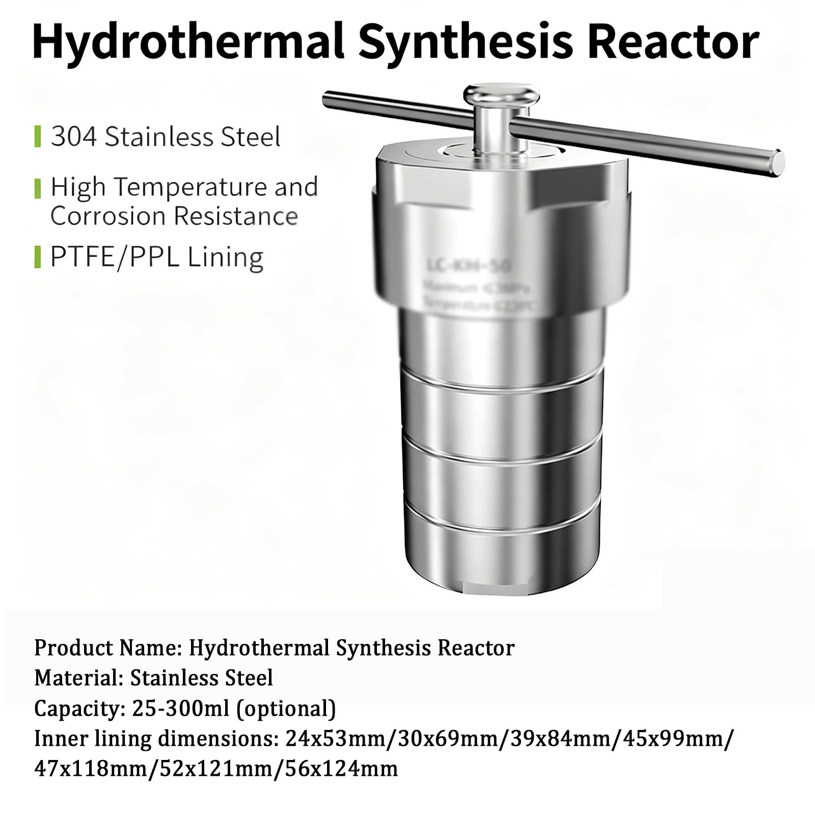 Reactor De Síntesis Hidrotermal, Reactor De Presión Al Vacío, Material De Acero Inoxidable, Capacidad De 25-300 Ml, con Orificio De Alivio De Presión, para Experimentos Químicos