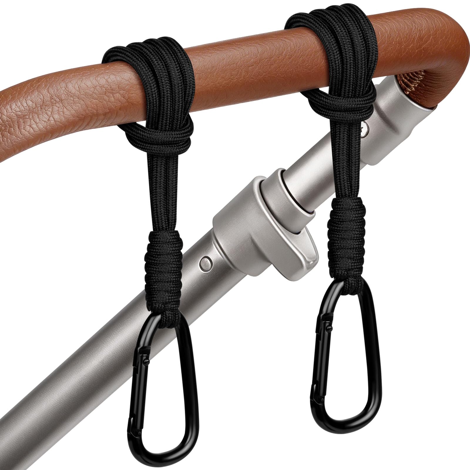 OSDUE 2 Stück Kinderwagen Haken, Universelle Karabinerhaken Einkaufshaken Kinderwagenbefestigung Stroller Hooks Nylon Cord Haken Clips Buggy-Clips Träger für Taschen Kinderwagen Taschen Halterung