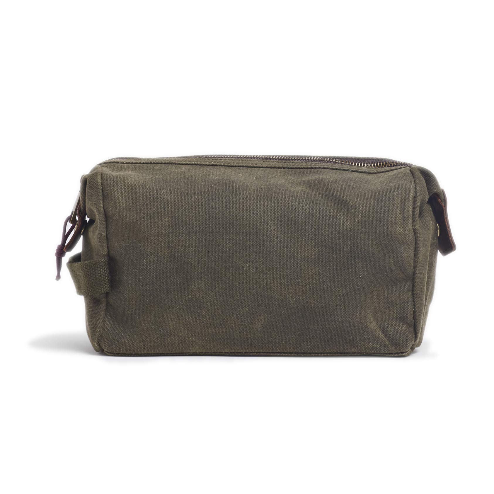 Beauty case da viaggio borsa da toilette verde price 12 x 25 x 11 cm tessuto verde cerato dettagli pelle idrorepellente per uomo e donna organizzatore resistente impermeabile HOOK 4008