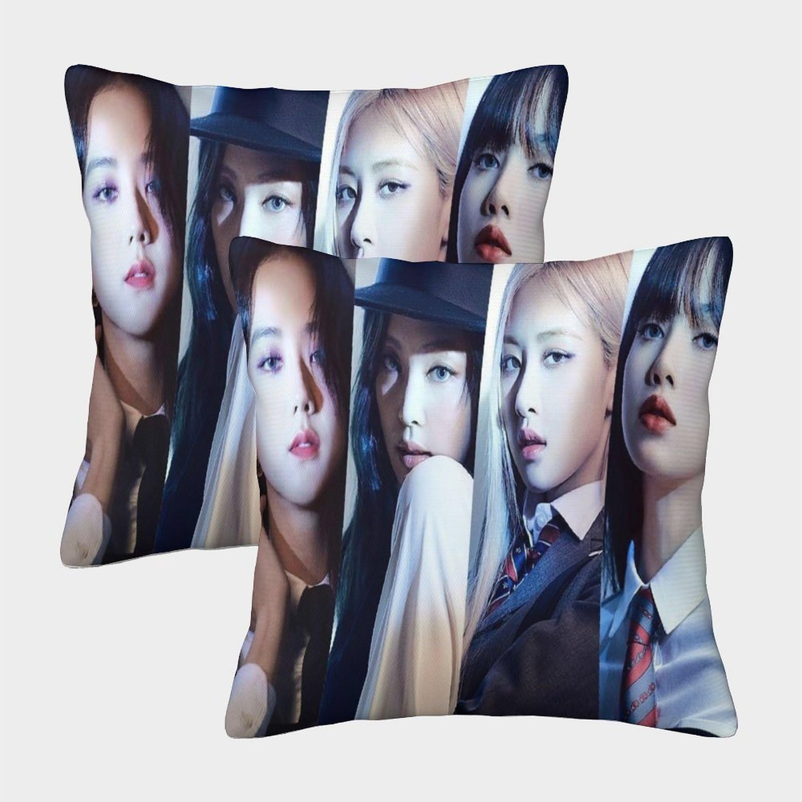 MJCZEGDCR 3D Printed Blackpink Throw Pillow Covers Super Soft Square Cushion Cover Pack of 2 Decorative For Couch Sofa Bed Living Room Bedroom 40x40cm