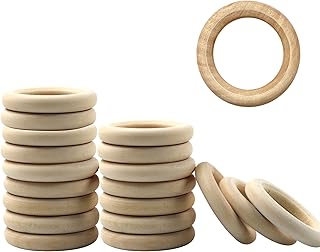 20PCS Unfinished Wooden Rings, 40mm/1.6" Natural Smooth Wooden Circles Rings for DIY Craft Pendant Connectors Jewelry Making