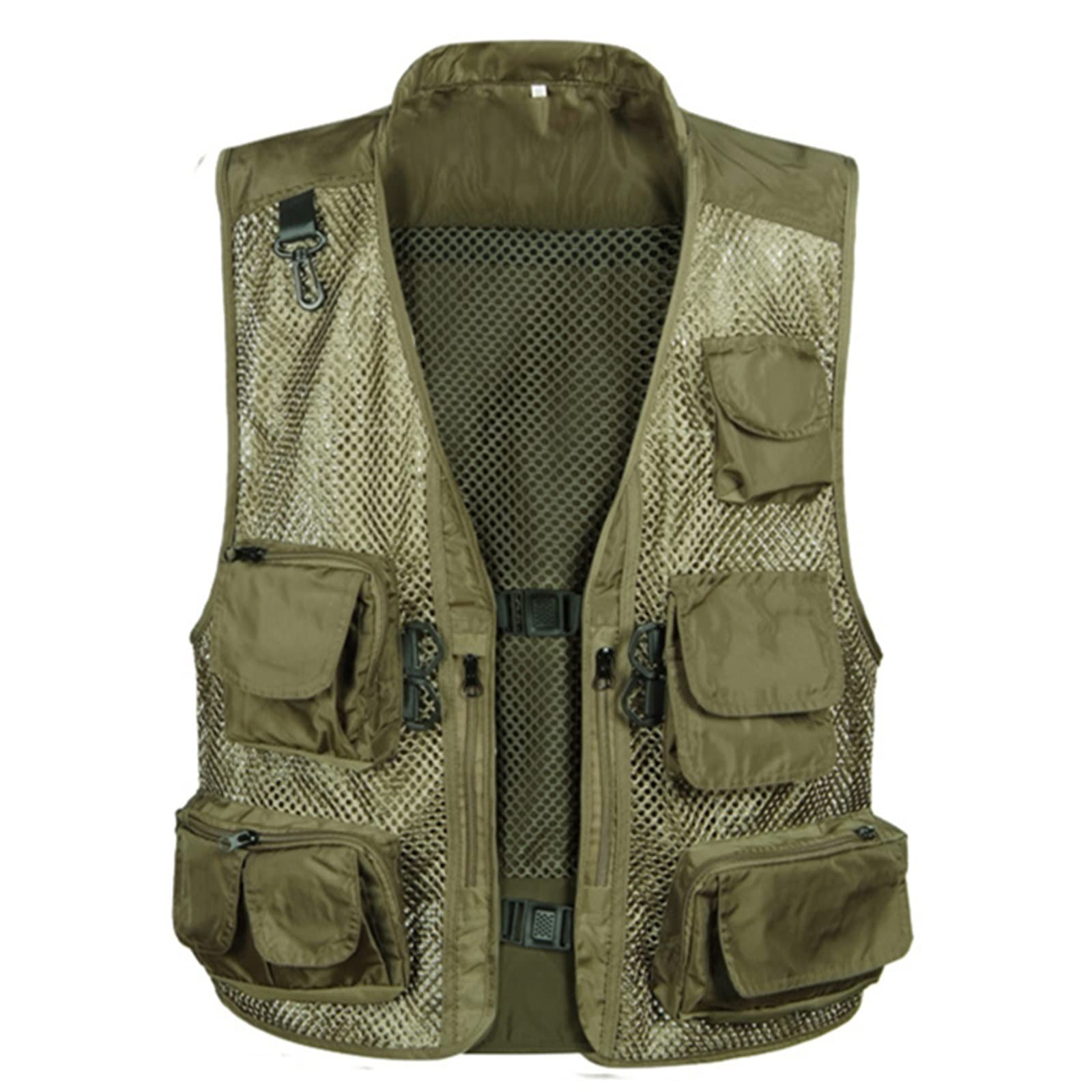 Mire Hommes Gilet de Pêche Respirant Photographie Gilet Camping Chasse Gilet Séchage Rapide L'été(Size:XL,Color:Vert)