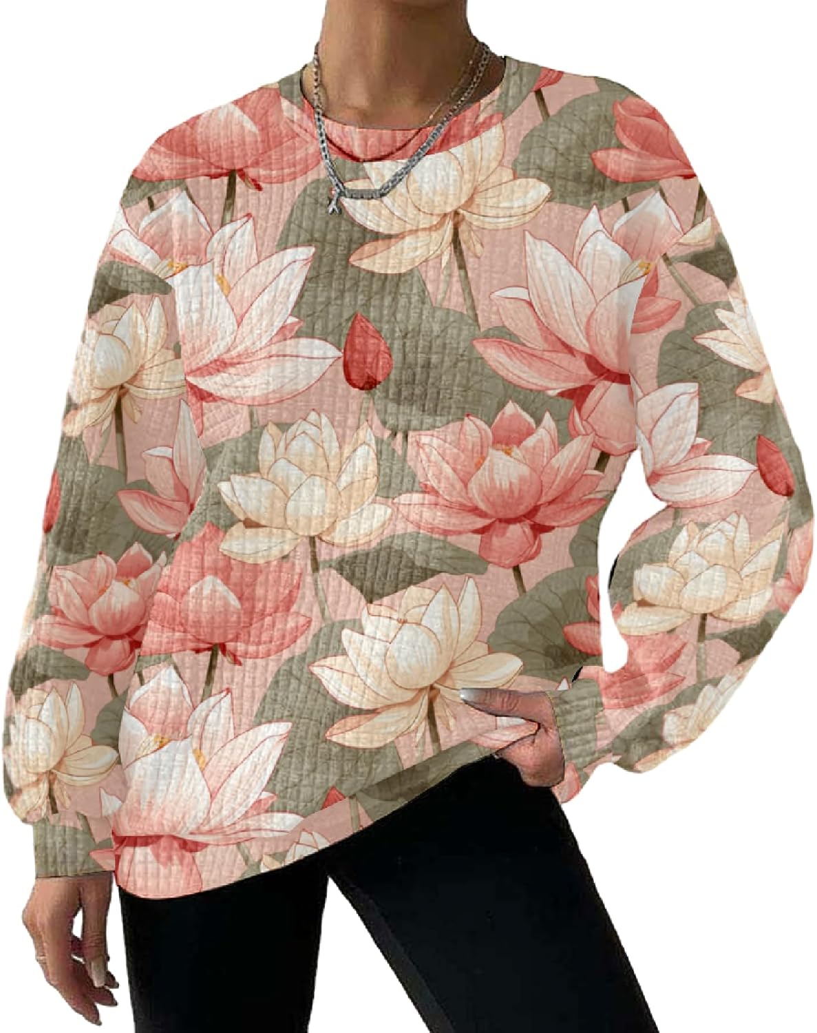 Womens Pullover Sweatshirts Waffle Crew Neck Sweatshirts Long Sleeve Casual Pullover Going Out Tops Street Wear