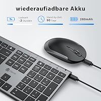 iClever 2.4G Vezeték Nélküli Billentyűzet és Egér Szett, USB-C Újratölthető, Teljes Méretű, Vékony és Tartós, Windows 7/8/10 és Mac OS Kompa 4