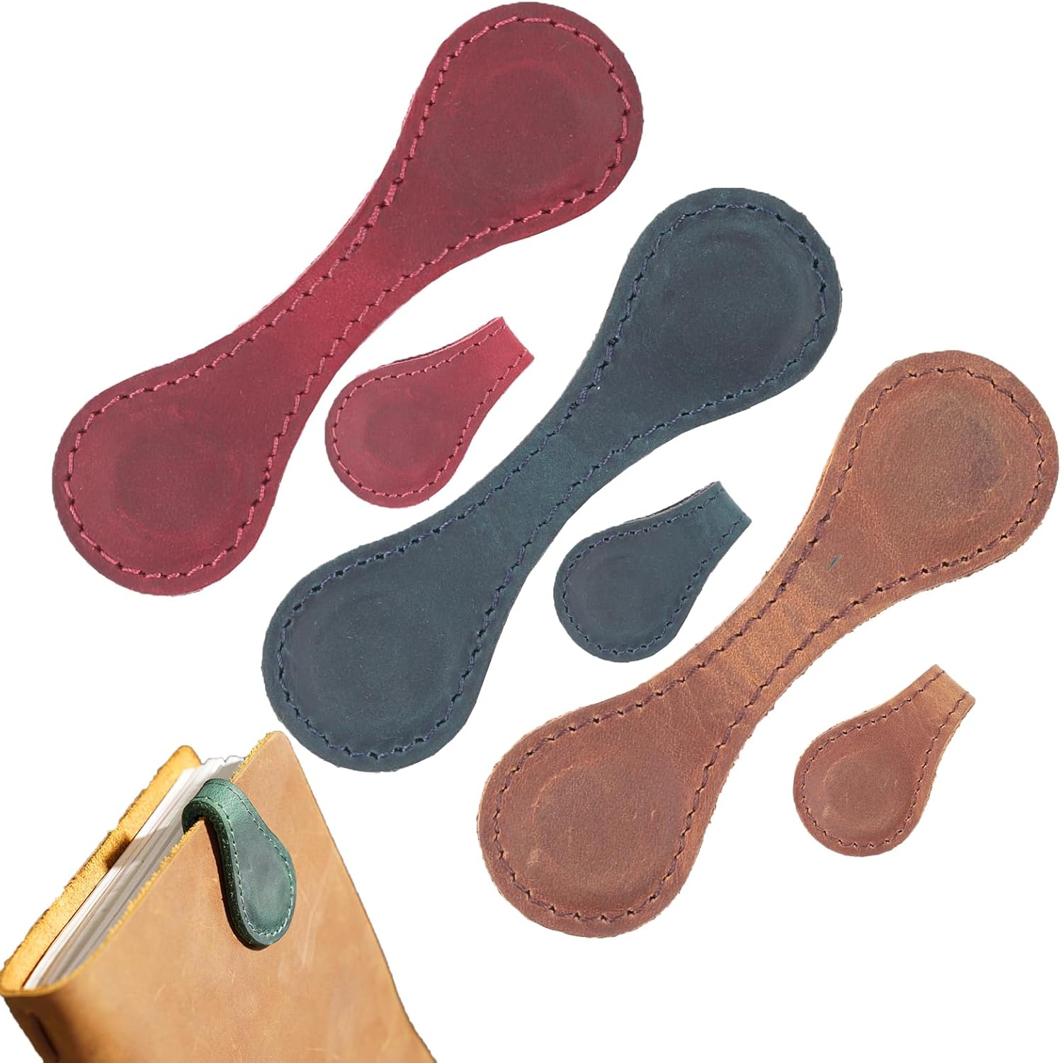 3Pcs Bookmarks, Leather Book Markers Clip for