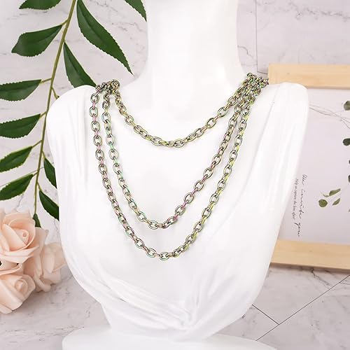 Vista 47 de Mega Pet Cadena de acero inoxidable de 16.4 pies/16.4 ft, color metálico, cadena de eslabones cubanos sin soldar, cadenas de cable facetado, cadena