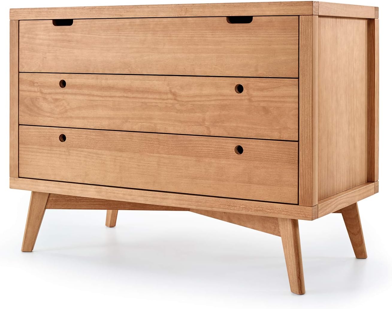 Simply Nursery Retro 3-Drawers Wood Chest | Hazelnut Finish | Modern Design : Baby
