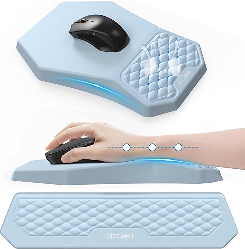 Miniatura 15 de Juego de alfombrilla ergonómica para mouse y reposamuñecas para teclado, diseño de masaje para aliviar el dolor del túnel carpiano, espuma