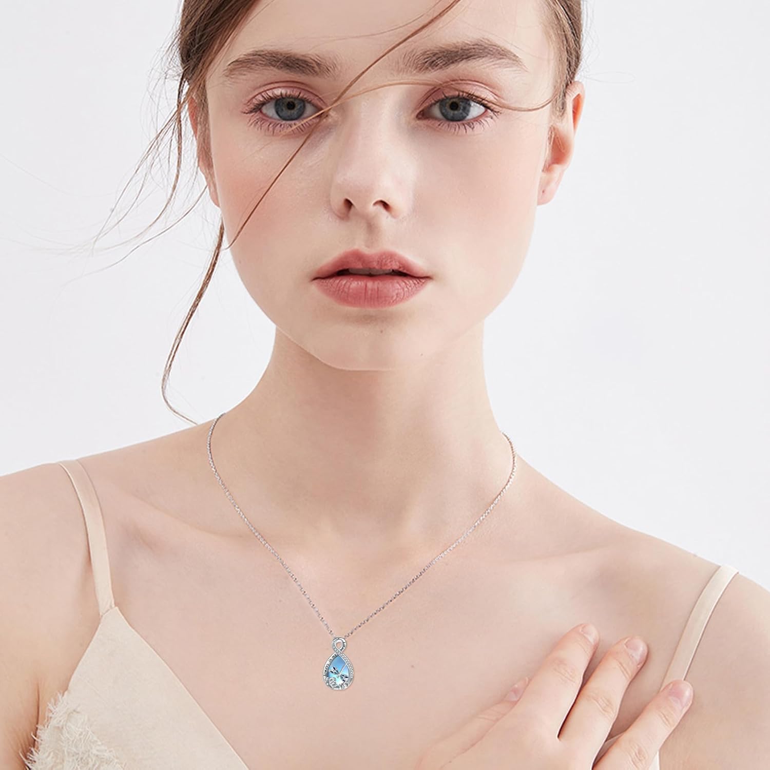 YFN Dragonfly Urn Necklace Sterling Silver Filigree Dragonfly Cremation Memory Jewelry Always in My Heart Infinity Cremation Necklace for Ashes - Image 5