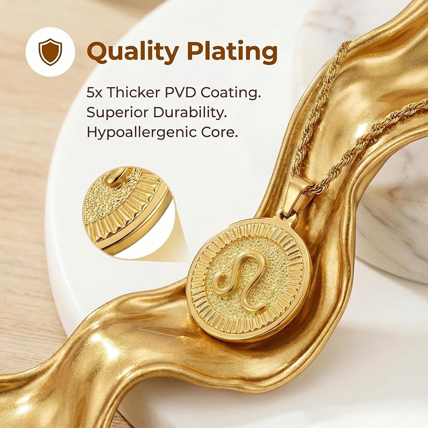 18K Gold Plated Zodiac Necklace for Women Men, Retro Coin Zodiac Sign Pendant Necklaces, Hypoallergenic & Anti-Tarnish, Adjustable Chain Horoscope Jewelry with Gift Box, Birthday Gifts for Her Him - Image 8