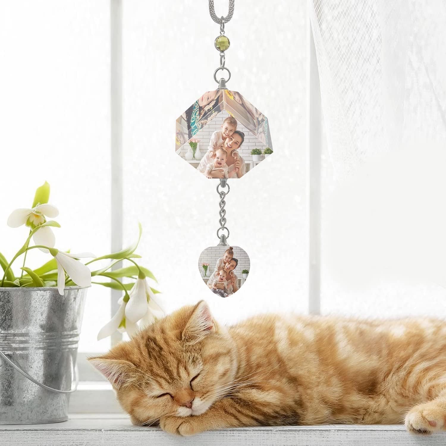 Photo Car Hanging Accessories, Lucky Ornament, Rearview Mirror Crystal, Picture Frame for, Home Decoration