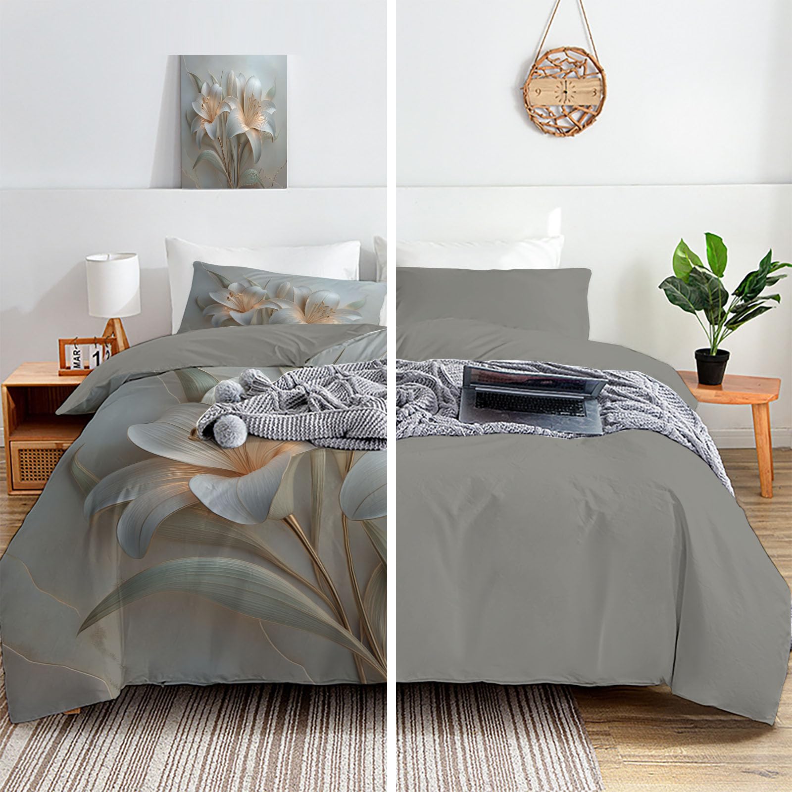 Copripiumino, Set di Biancheria da Letto Microfibra Pezzi, Parure Copri Piumino e Federa 50x75, Copritrapunta con Cerniera