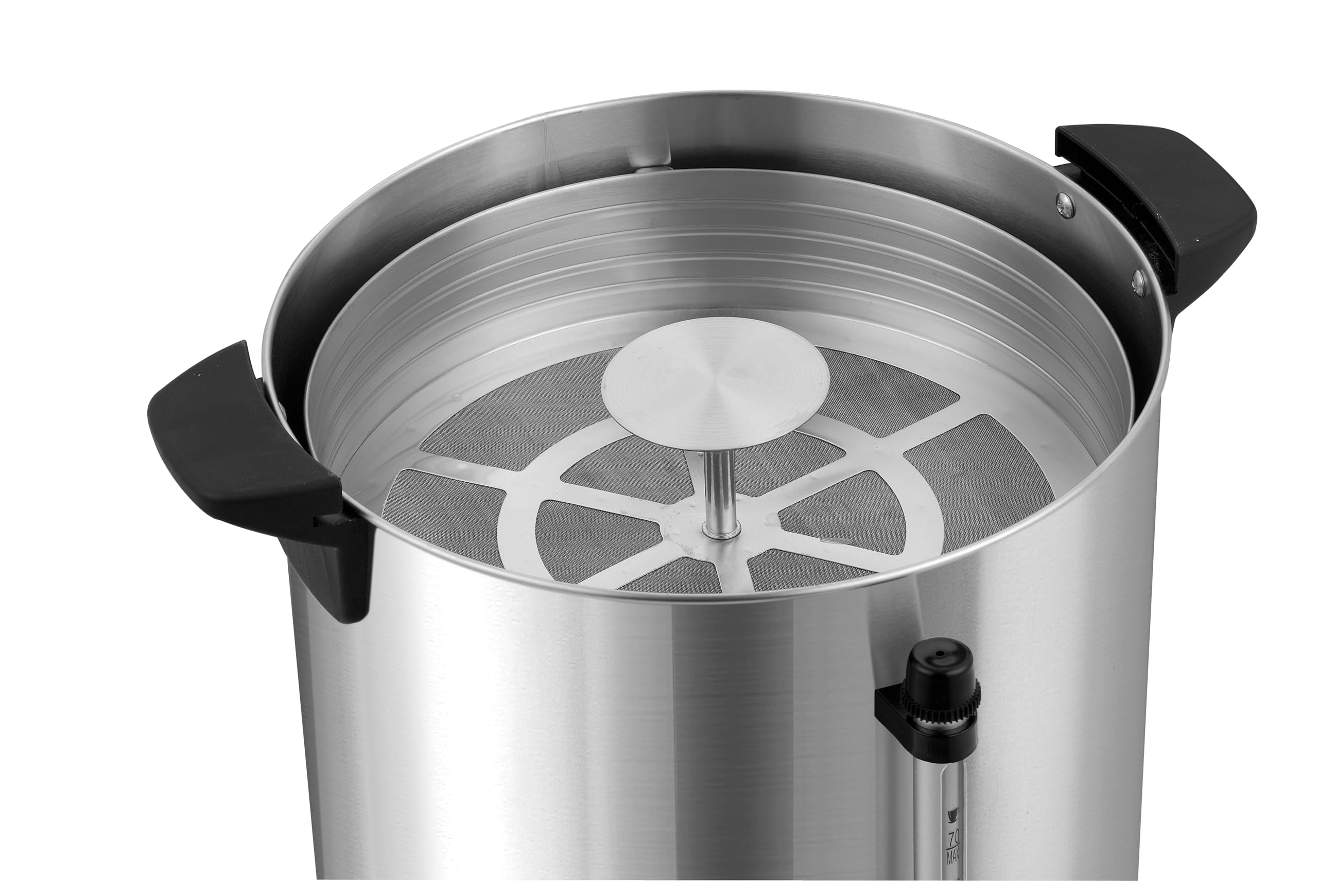 METRO Professional Kaffeemaschine GCM4015, 15 Liter, 100 Tassen, 1650 W, mit Filter, Warmhaltefunktion, Überhitzungsschutz, Füllstandsanzeige, Kühle Außenwand, Deckelverschluss, silber