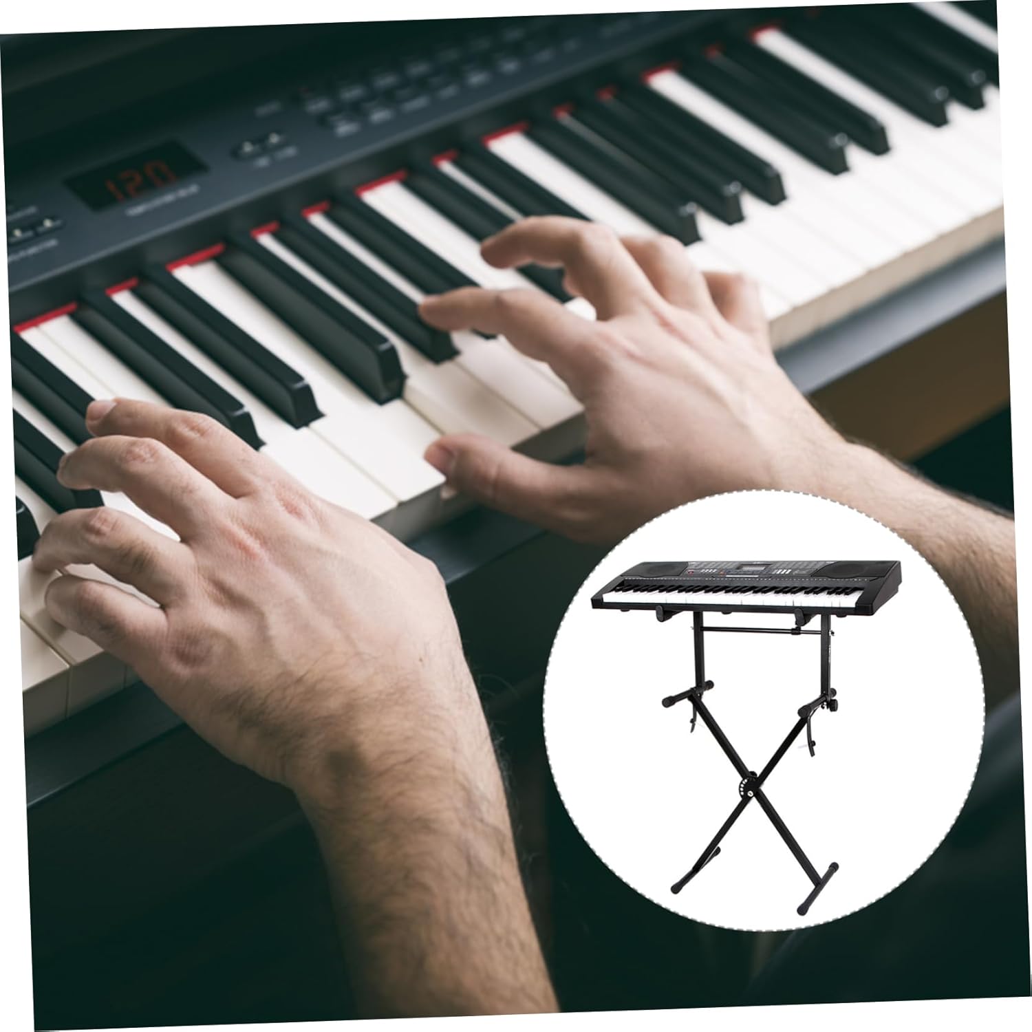 Toyvian 1set Double-braced Keyboard Stand for Digital Pianos Instrument Holder Space-saving Design for Stage and Street Fits Models up to Random Style