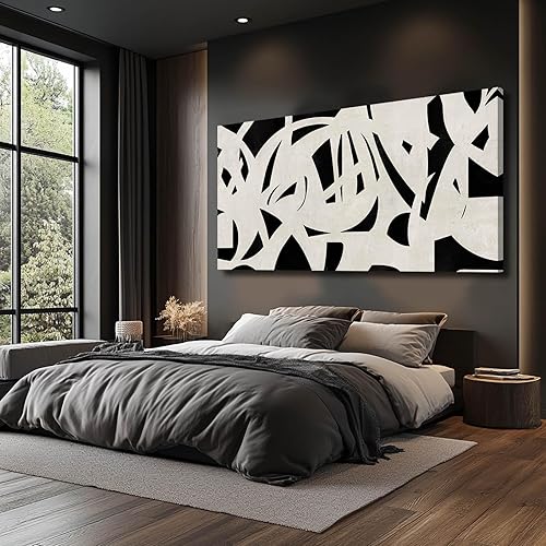 Miniatura 7 de Arte abstracto de pared en blanco y negro, decoración de pared de mediados de siglo, póster de arte geométrico, impresiones de pared grandes