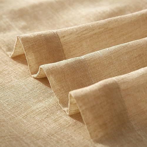 Miniatura 5 de LOYOLADY Cortinas de lino caqui de 102 pulgadas de largo, juego de 2 paneles de cortinas semitransparentes para dormitorio, cortinas de lino