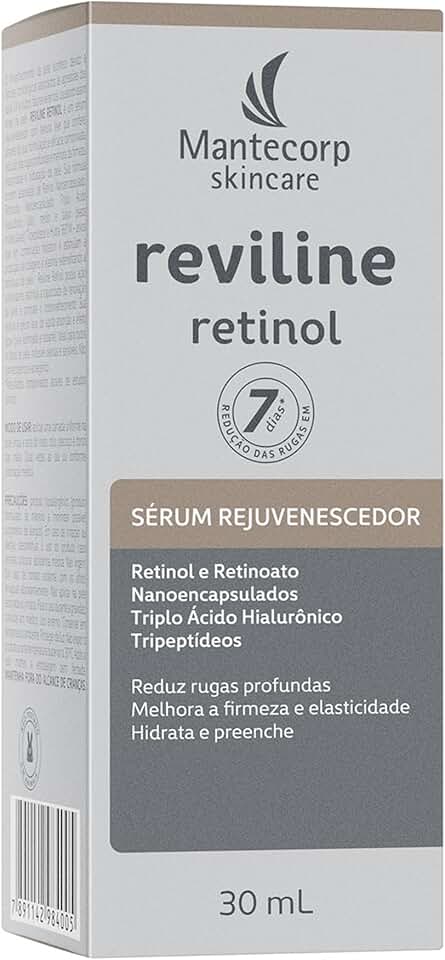 Mantecorp - Sérum Rejuvenescedor Reviline Retinol - Retinol e Retinoato Nanoencapsulados e Triplo Ácido Hialurônico - Renovação e Firmeza da Pele - 30ml