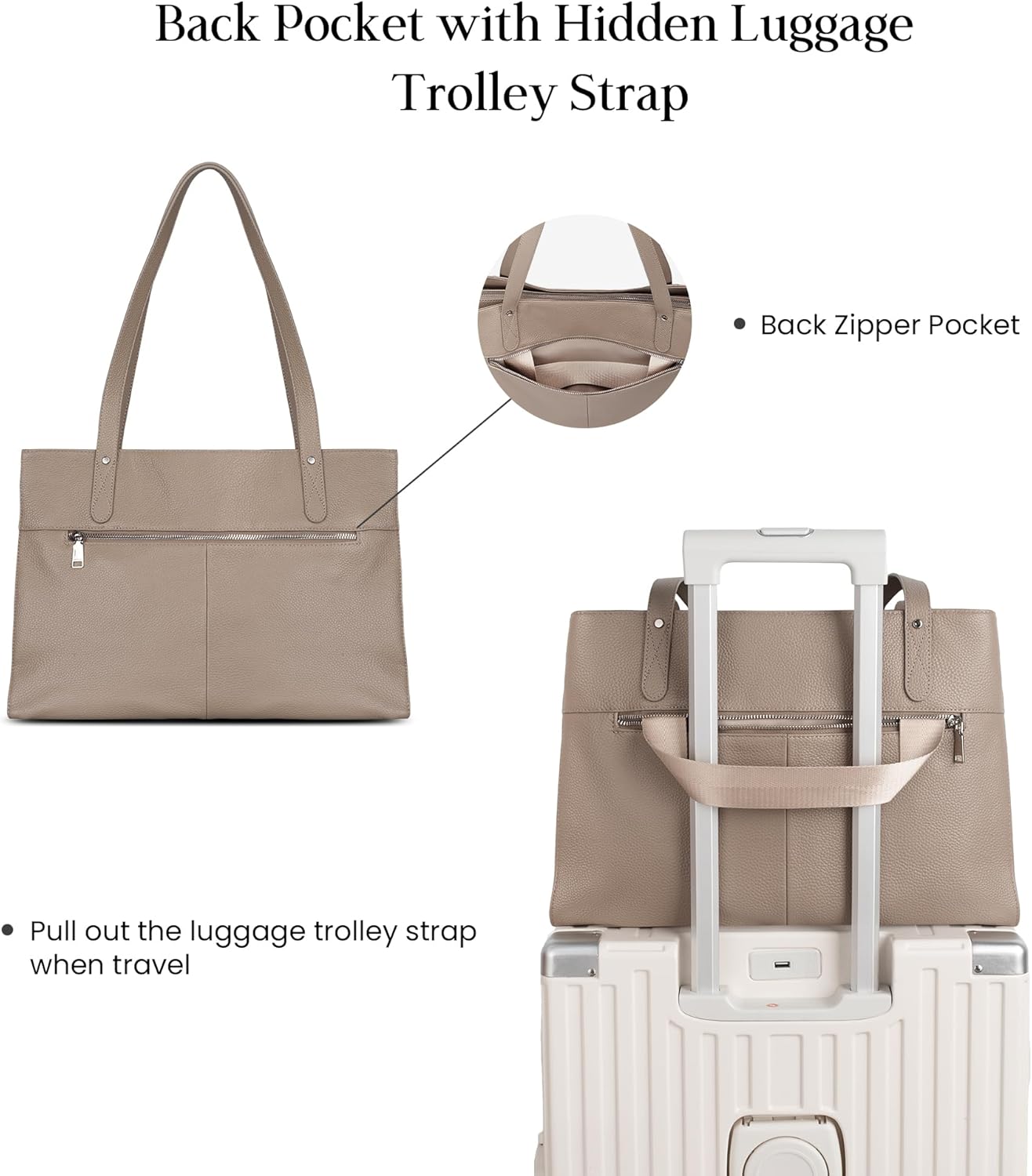 befen Genuine Leather Laptop Tote Bag for Women, Womens 15 Inch Computer Bags Work Totes Purse Shoulder Purses Handbags - Image 6