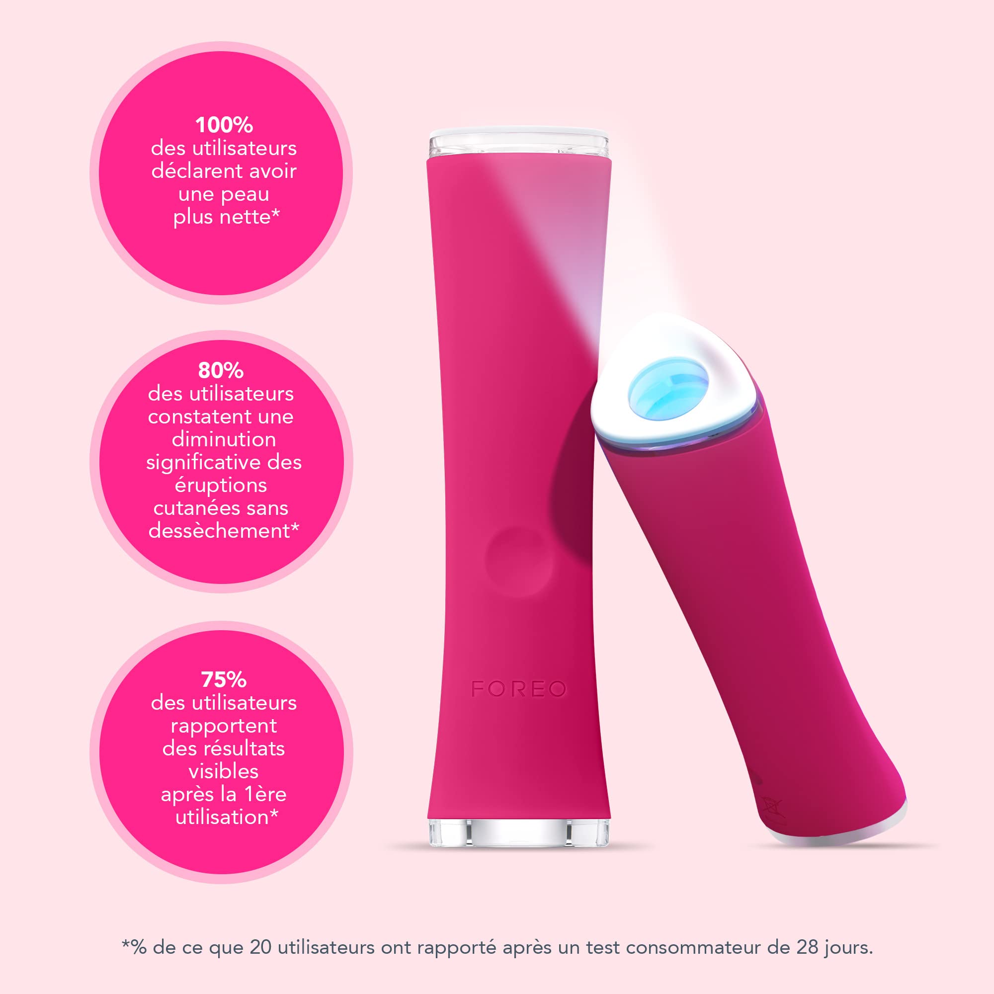 FOREO ESPADA Appareil traitement de l'acné par lumière LED bleue, traite les cicatrices d'acné, élimine les boutons et l'acné, nettoie et purifie la peau, silicone de qualité médicale.
